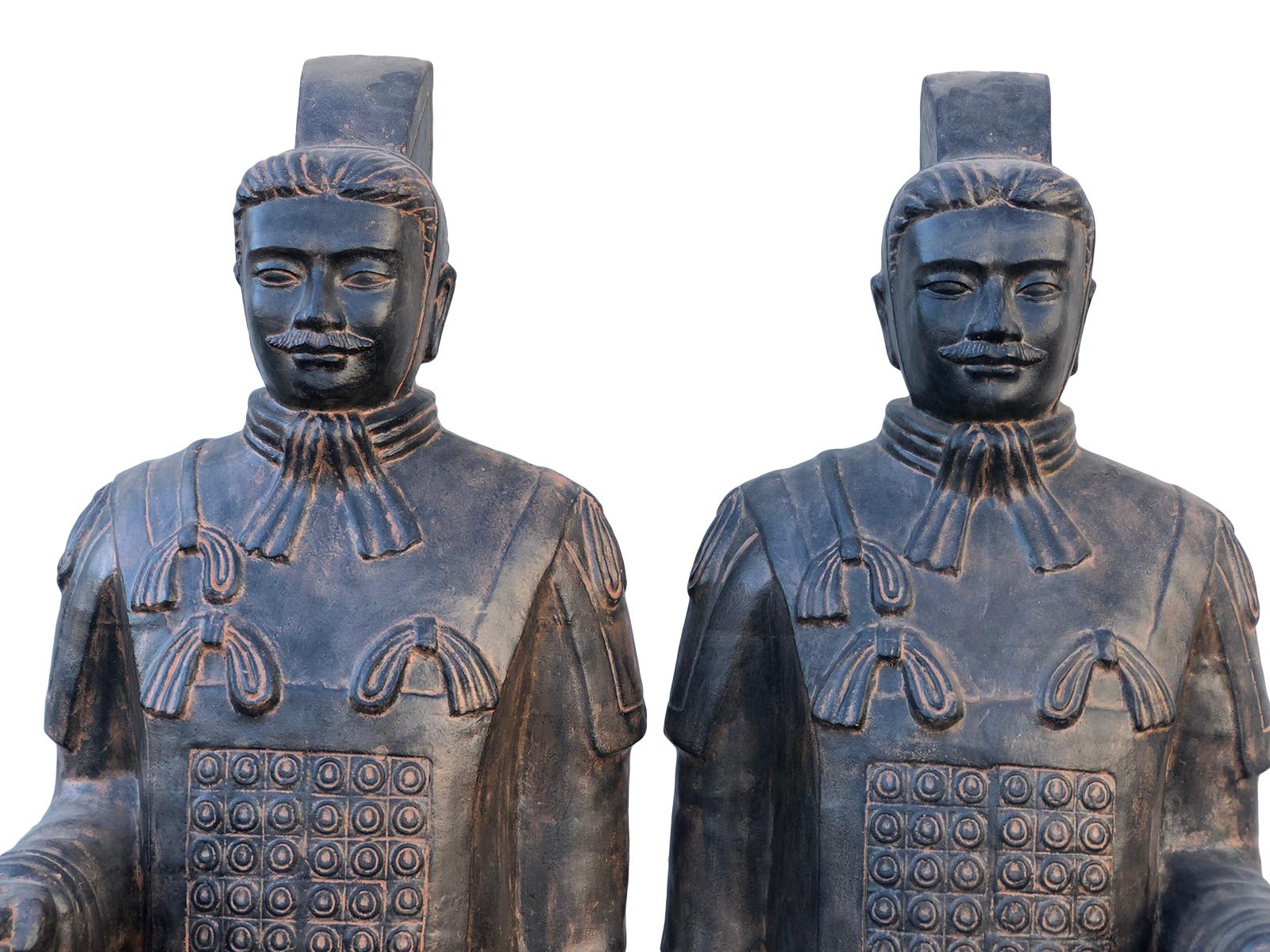 Life Size Pair of Standing Soldiers 78.74" Tall With Black Earthy Finish - Image 3
