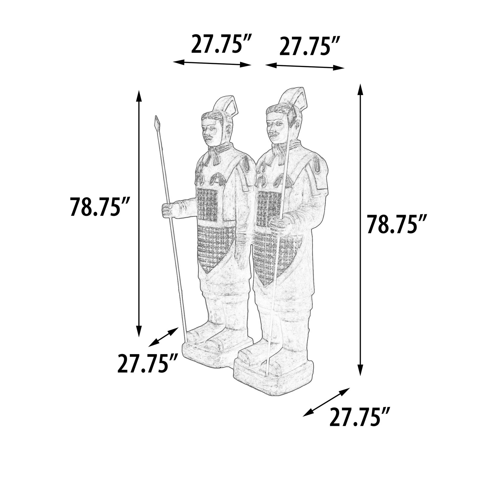 Life Size Pair of Standing Soldiers 78.74" Tall With Black Earthy Finish - Image 5