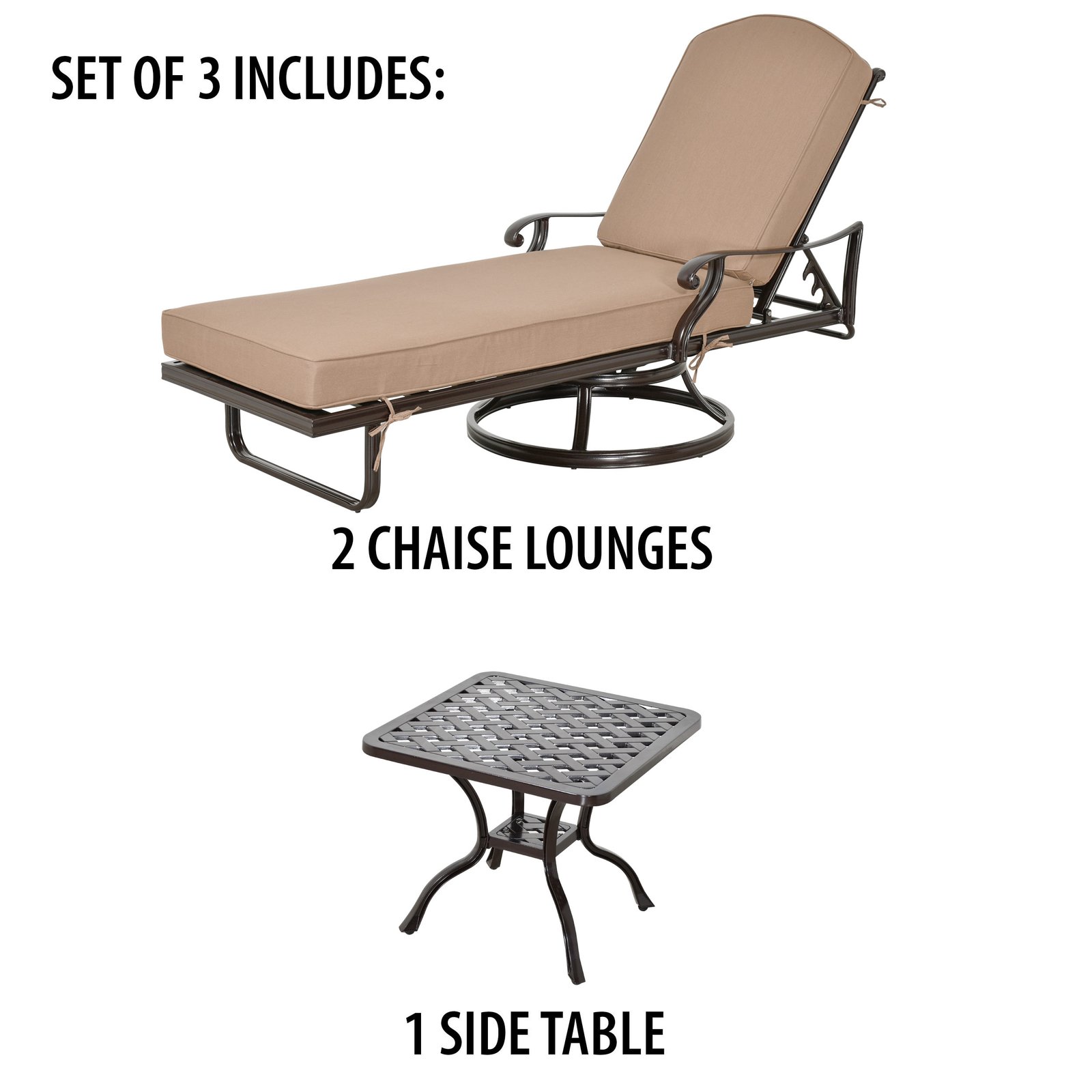 Savannah Swivel Chaise Lounge Set Of 3 - Image 3