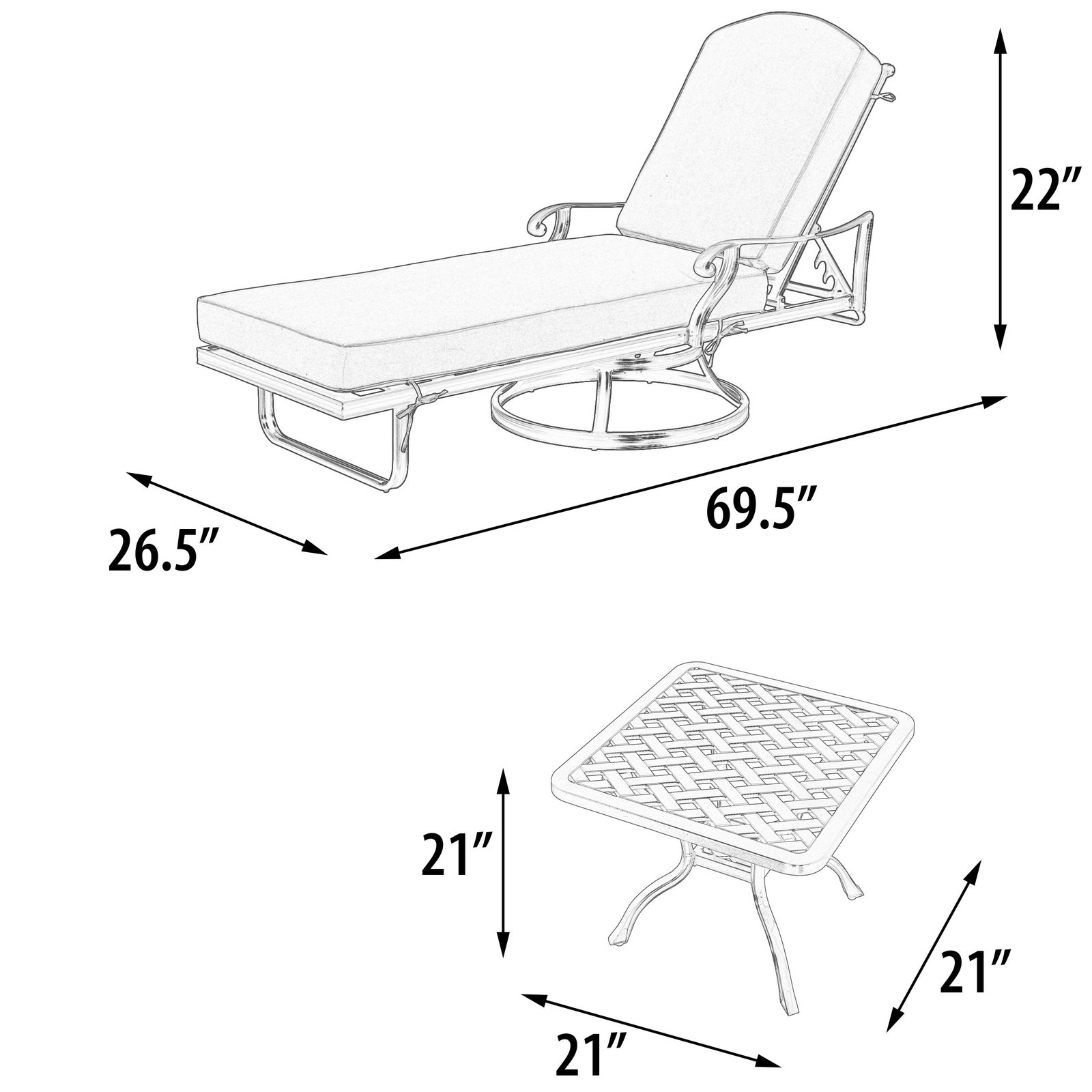 Savannah Swivel Chaise Lounge Set Of 3 - Image 5