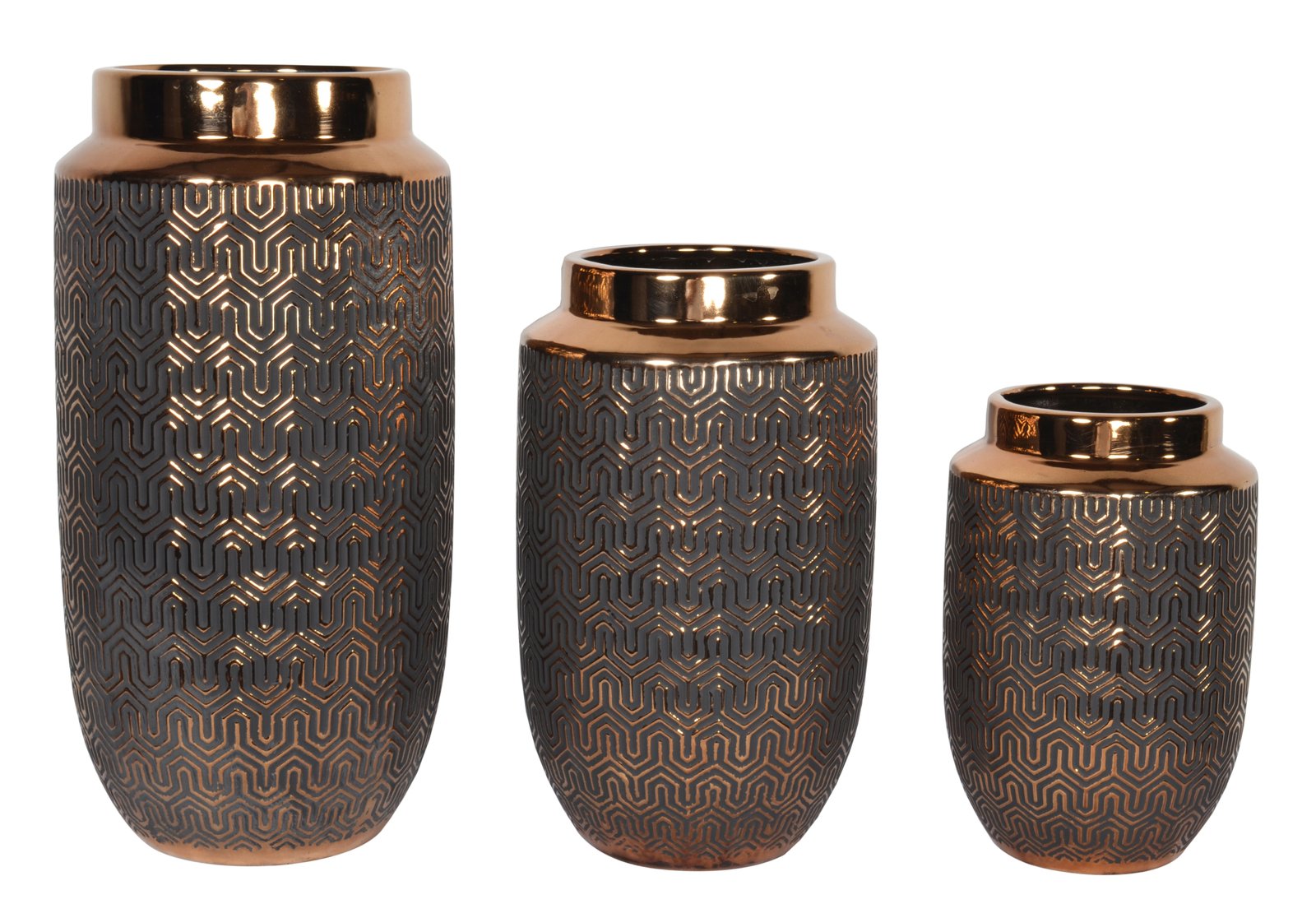 Set of 3 Copper illusion Vases - Image 2