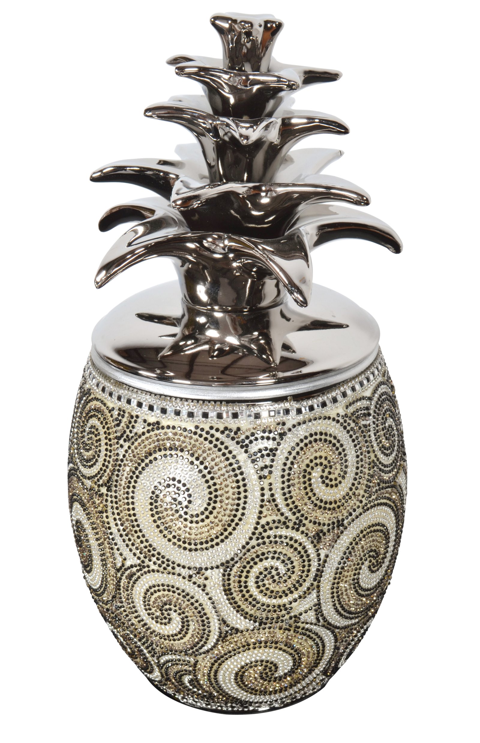 Silver Black Crystal Large Pineapple Canister - Image 2