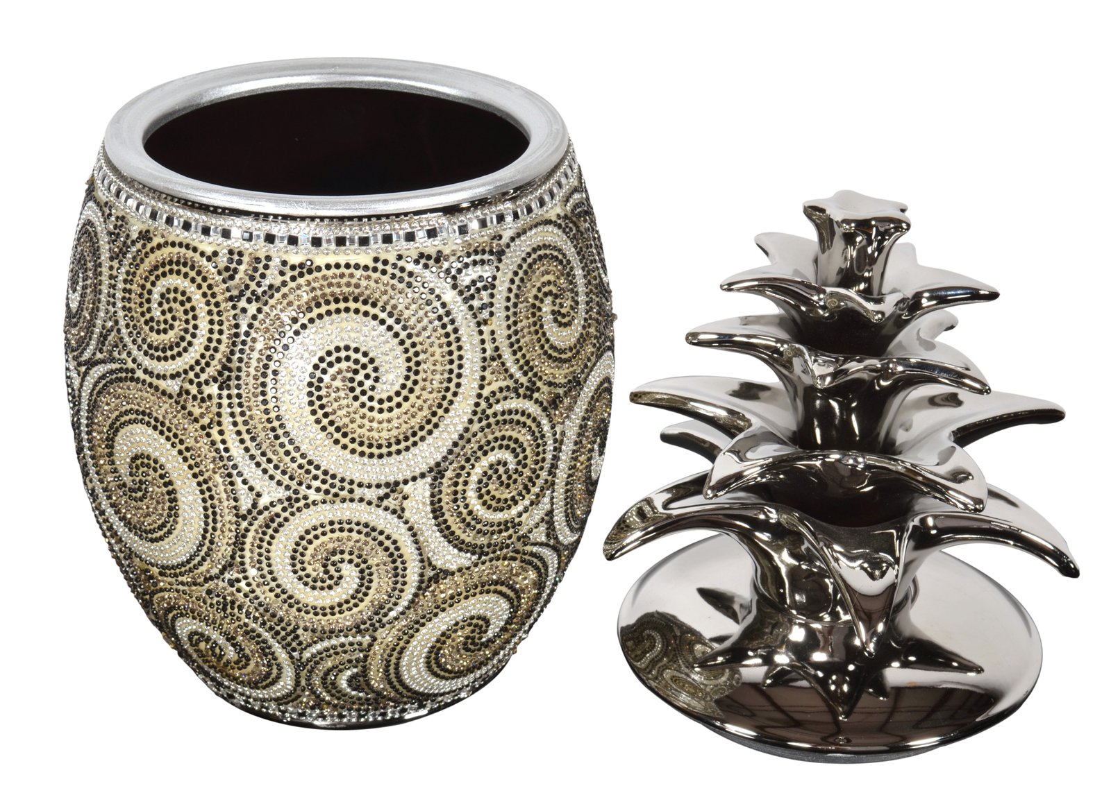 Silver Black Crystal Large Pineapple Canister - Image 3