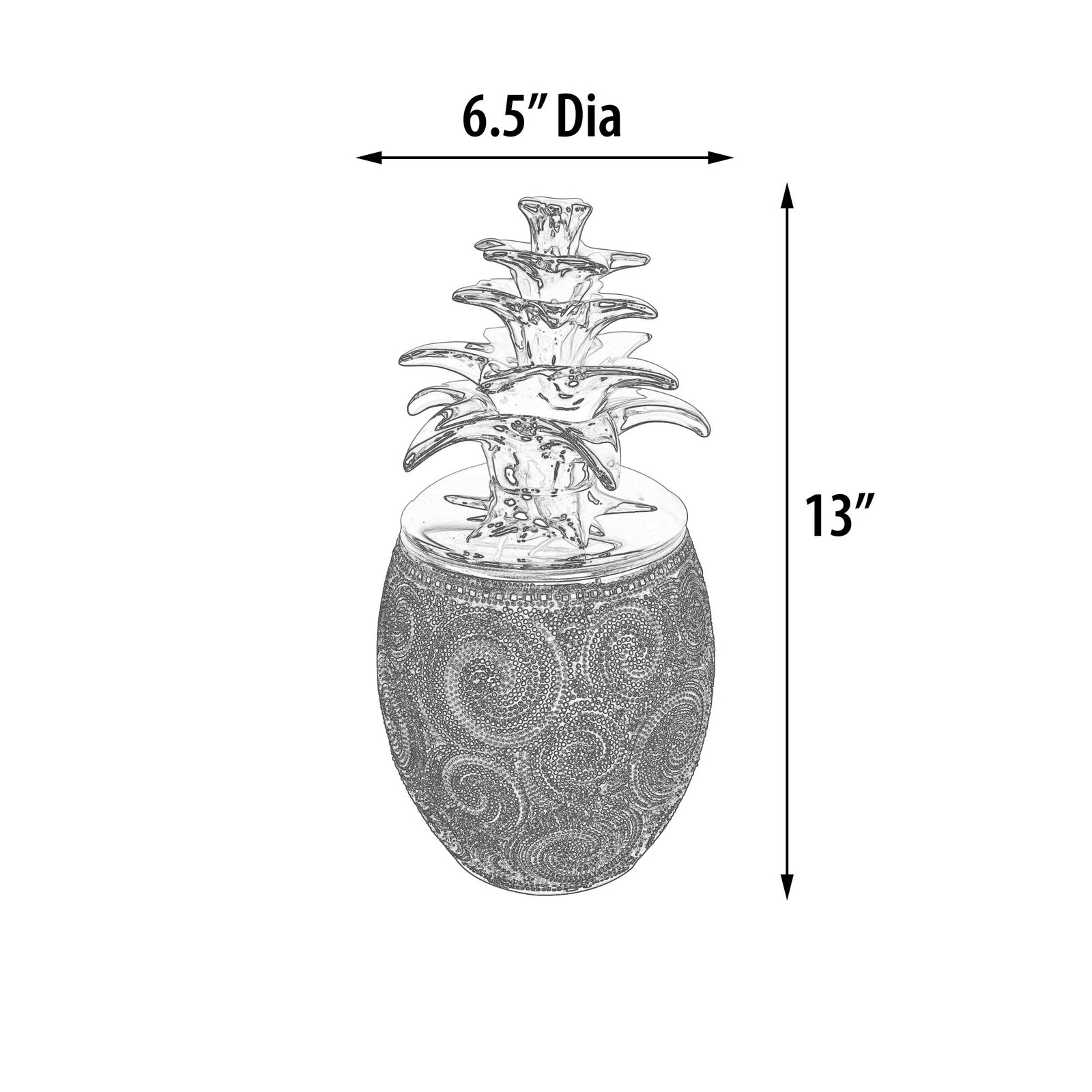 Silver Black Crystal Large Pineapple Canister - Image 5