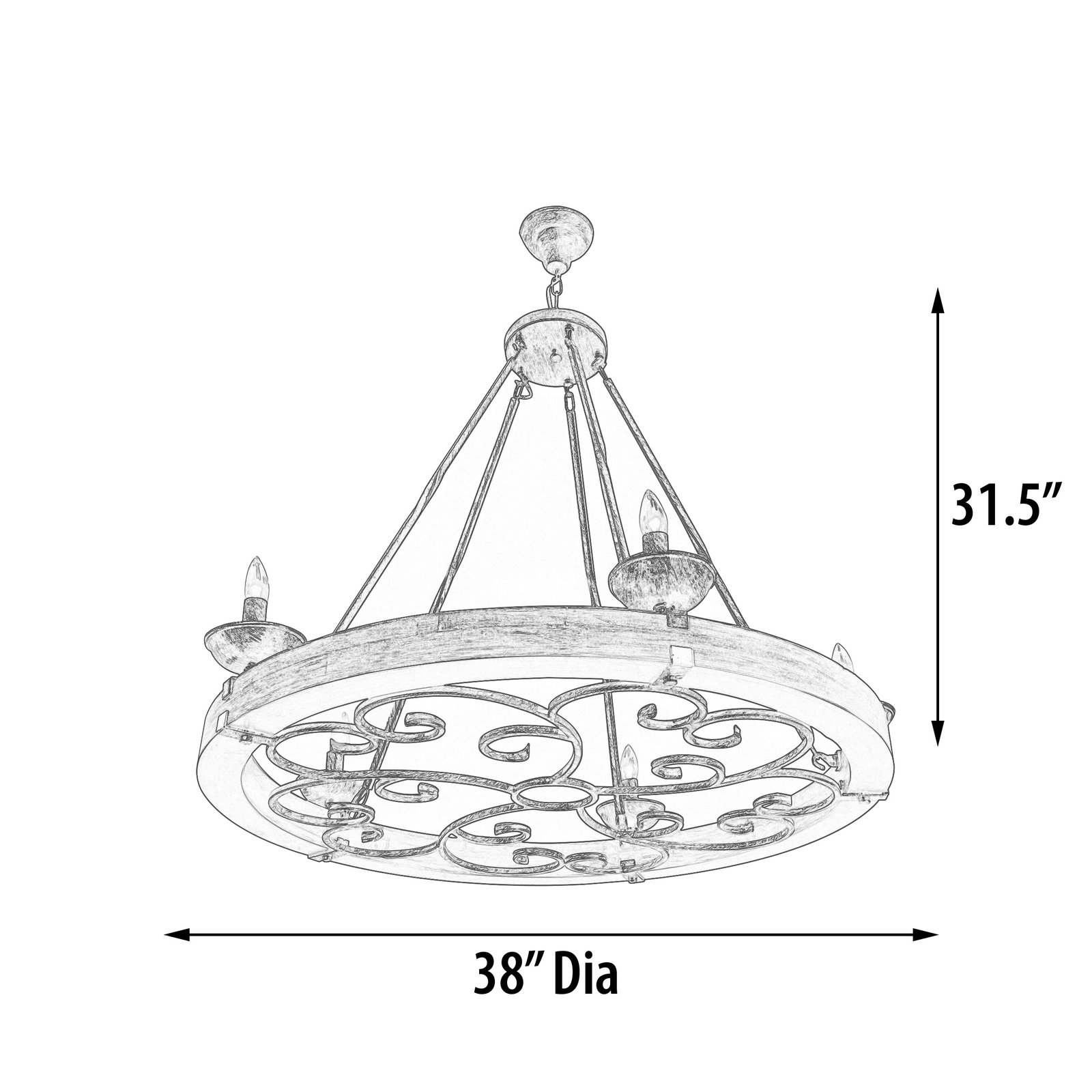 Ridge Line 38" Chandelier - Image 5