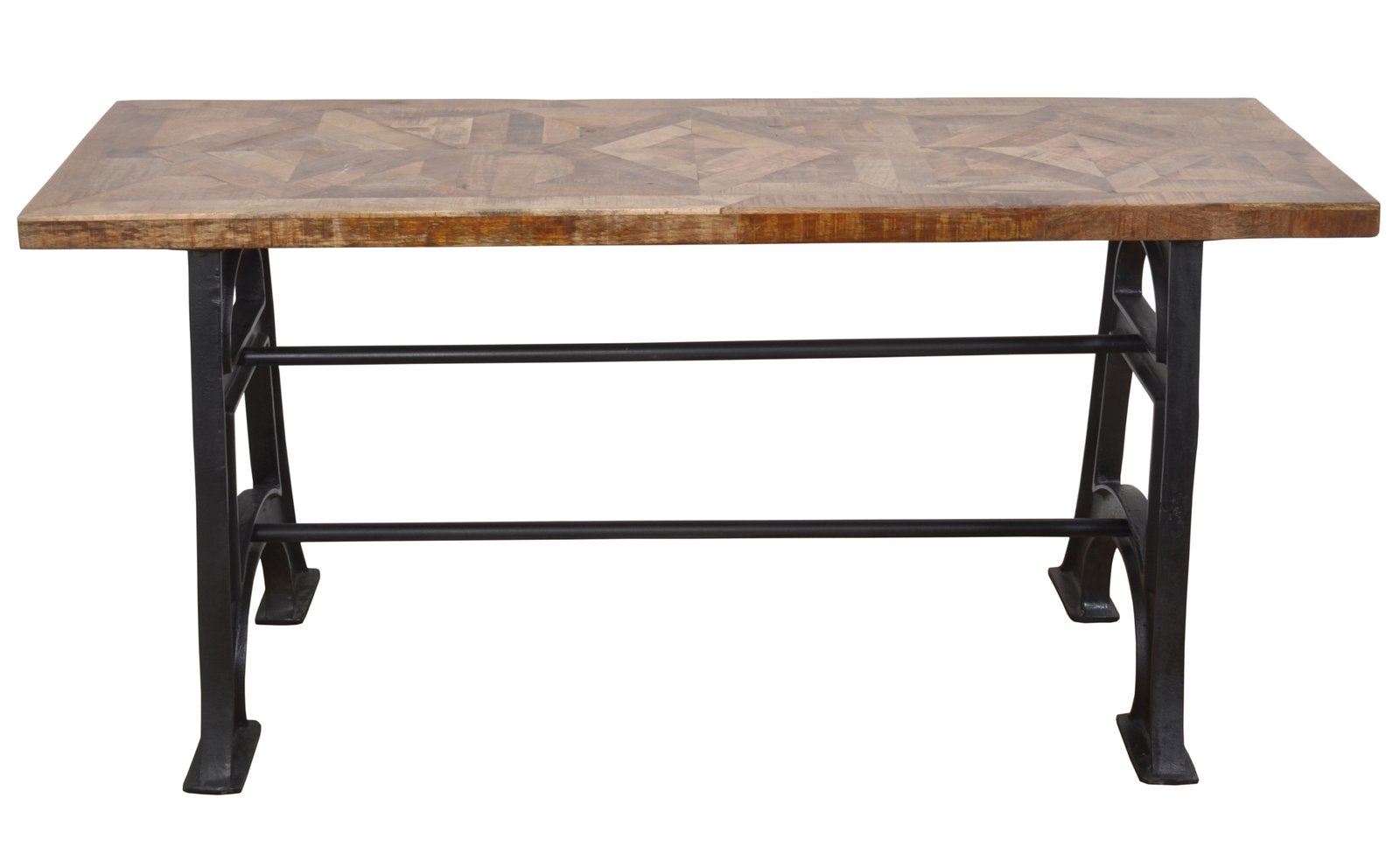 Wood and Industrial Iron Mango Parquet Console Table 60 Inch - Image 2