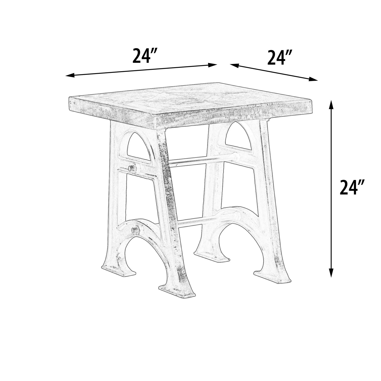Wood and Industrial Iron Mango Parquet Lamp Table 24 Inch - Image 5