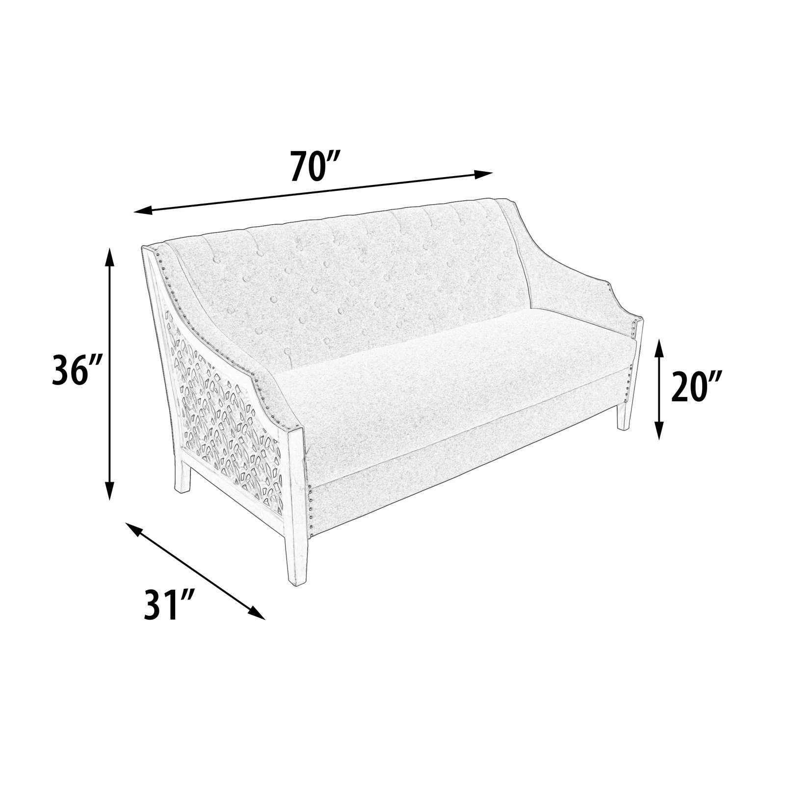 Country Coastal Chalet Sofa 70 Inch - Image 5