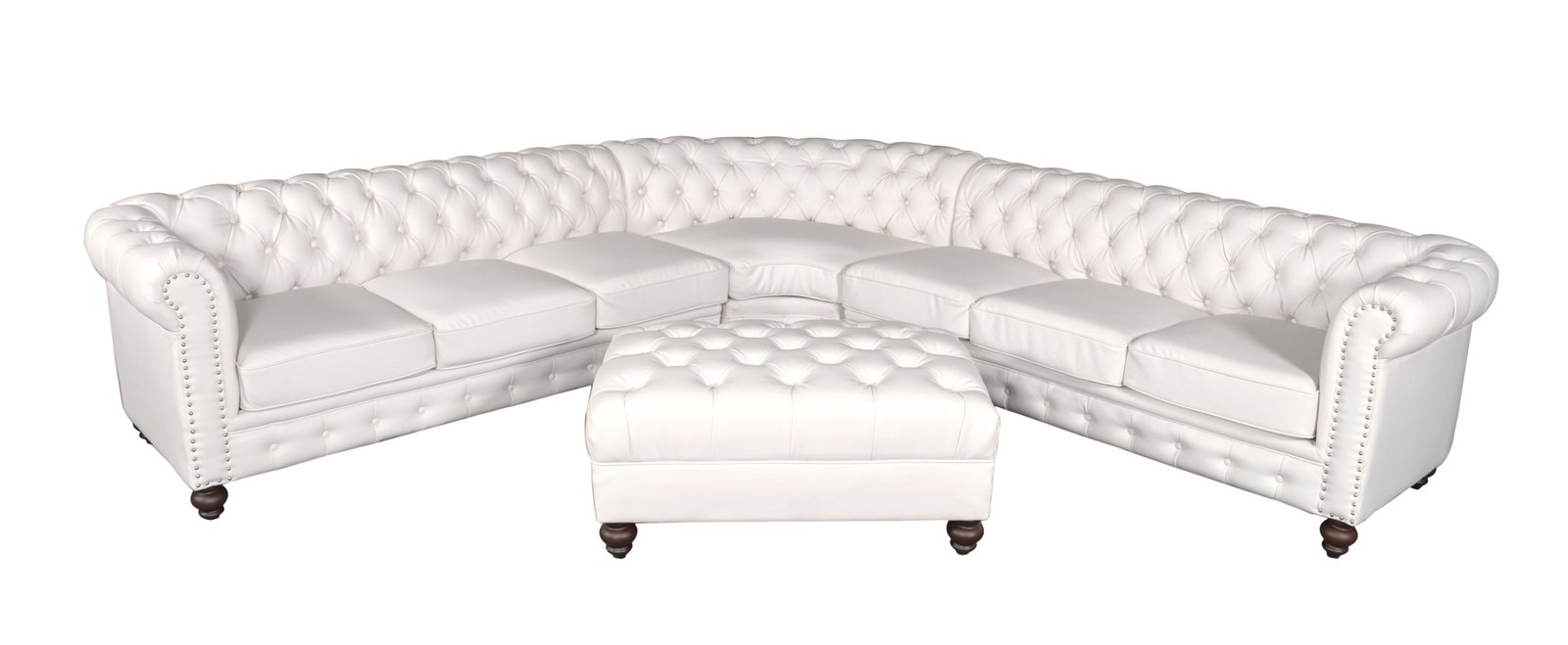 Classic Chesterfield White Sectional with Ottoman (KIT) - Image 2