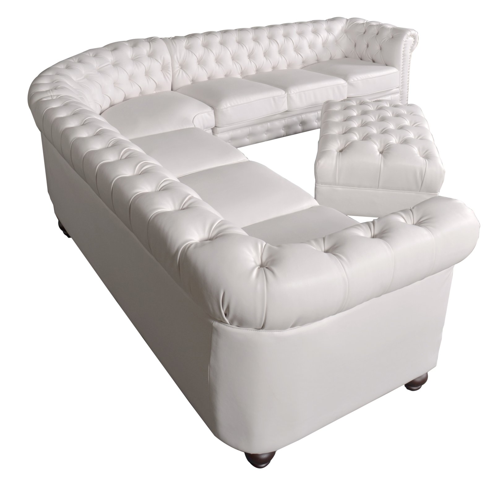 Classic Chesterfield White Sectional with Ottoman (KIT) - Image 3