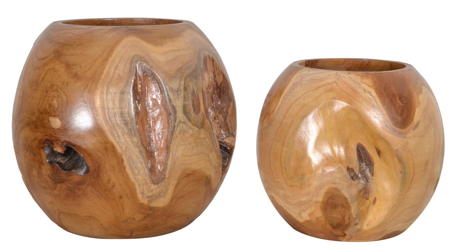 Mountain Studios Teak Organic Vase Set of 2 - Image 2