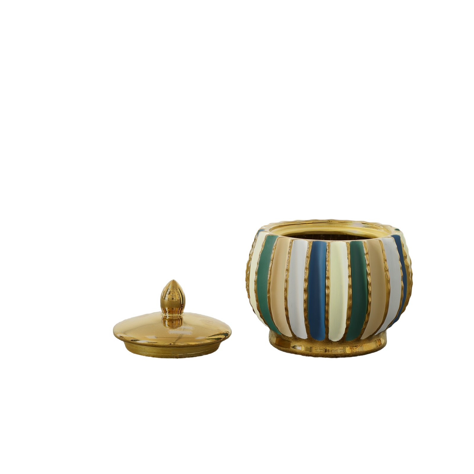 Purity Multi Colored Matte Striped Cannister with Lid - Image 2