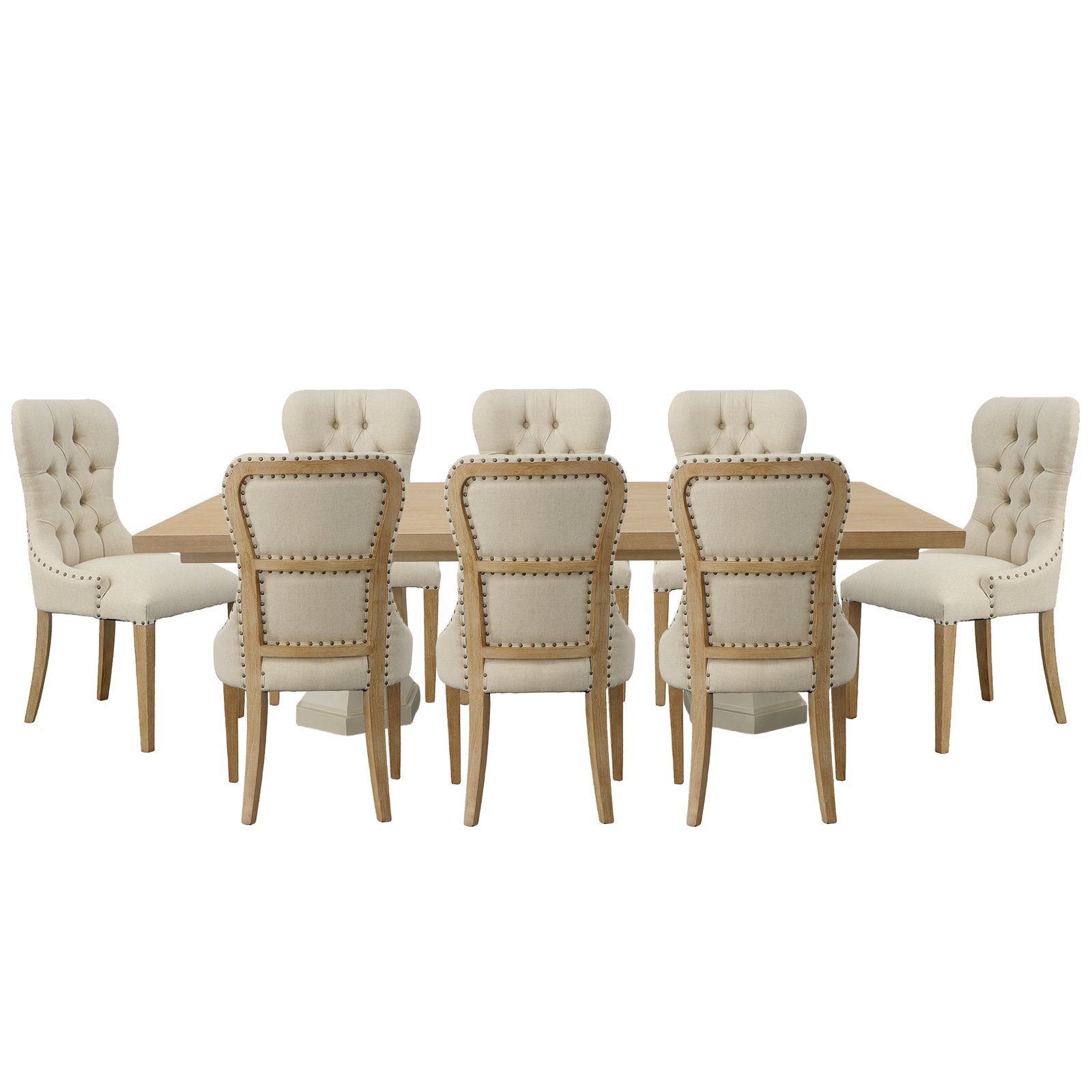 Santa Barbare Beachstone Dining Table with Workshop Chairs Set of 9
