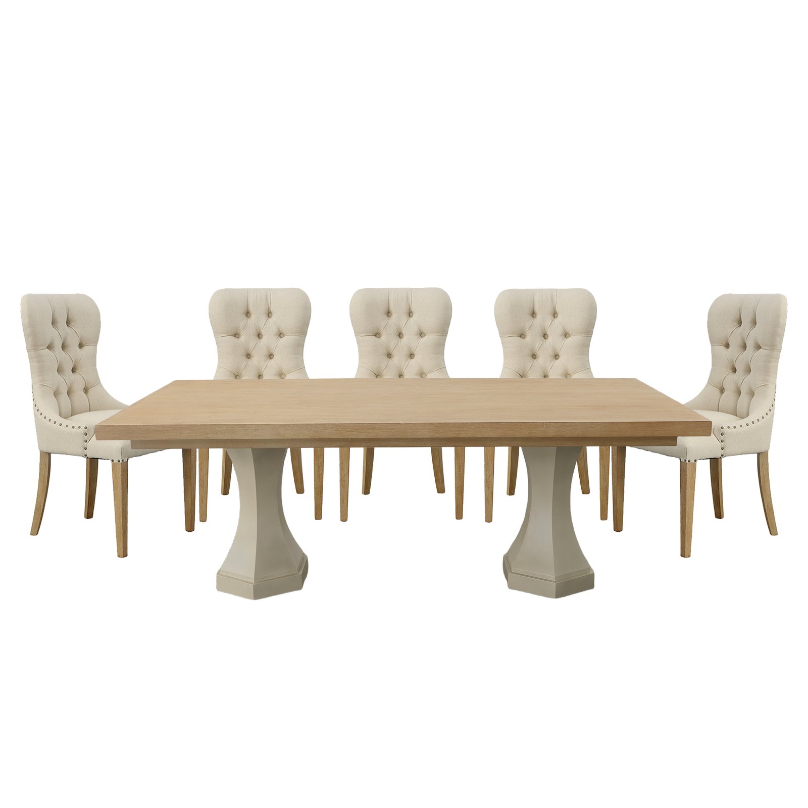 Santa Barbare Beachstone Dining Table with Workshop Chairs Set of 9 - Image 2