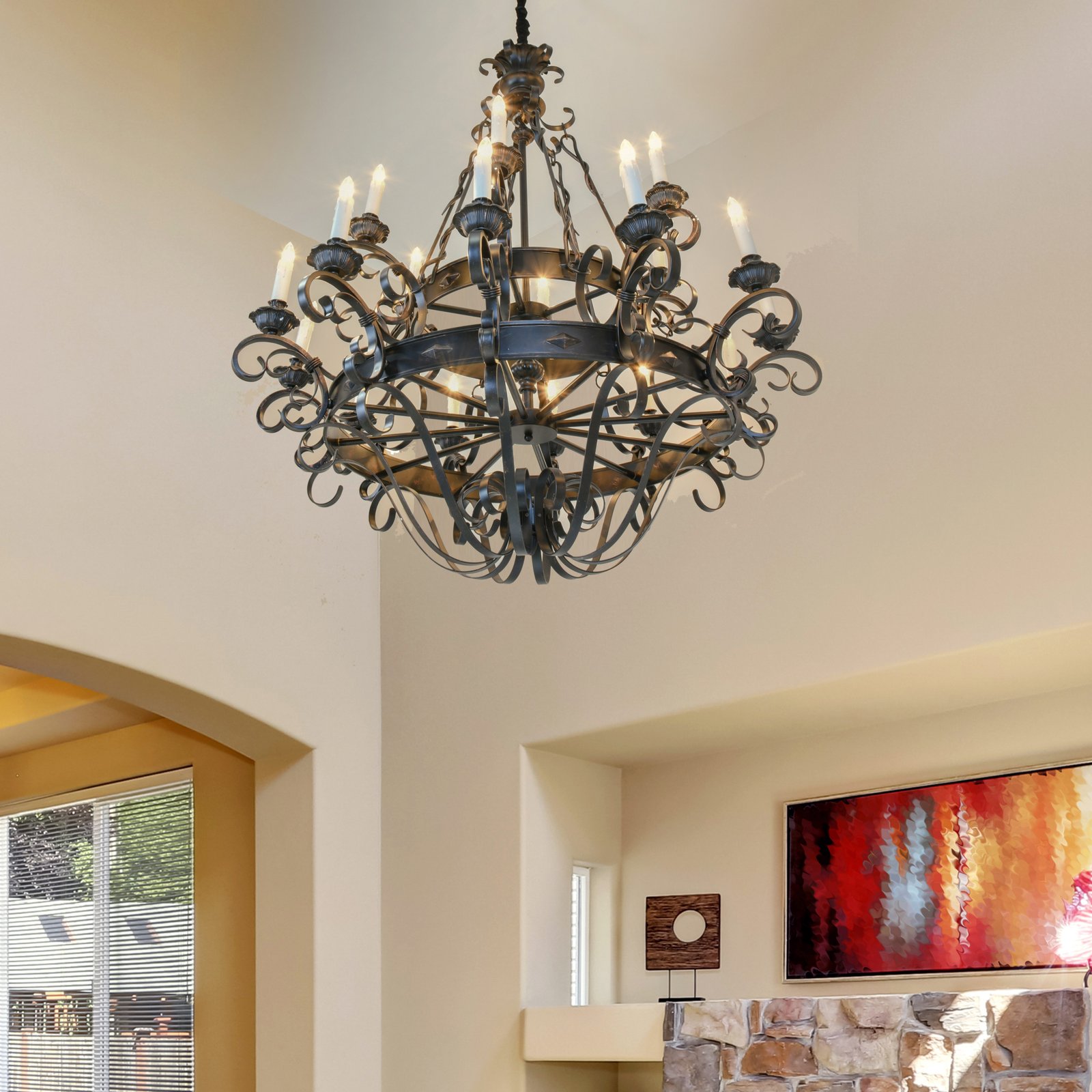 Black and Gold Iron Chandelier - Image 2