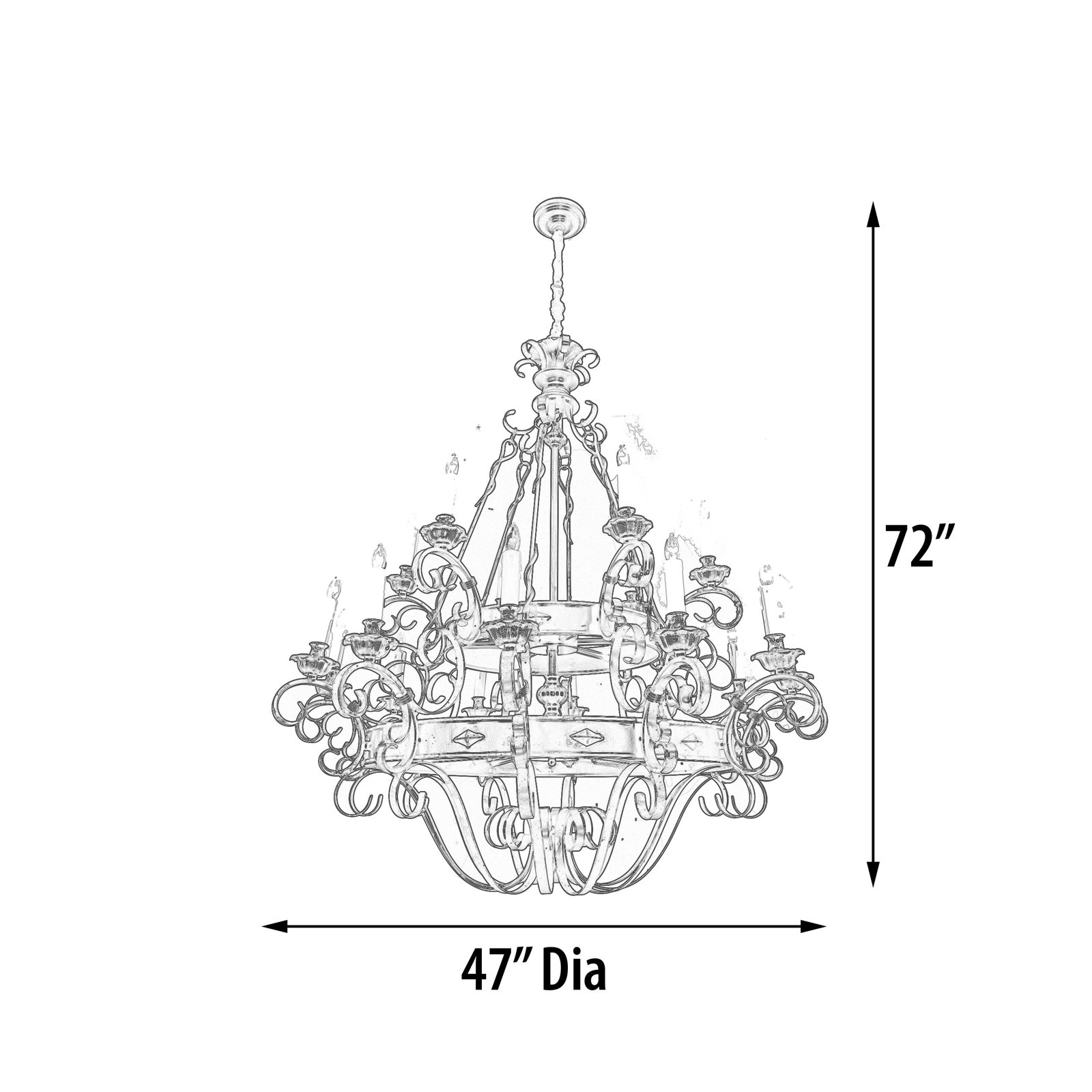 Black and Gold Iron Chandelier - Image 5