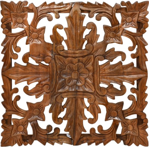 36 inch Carved Teak Square Wall D?cor