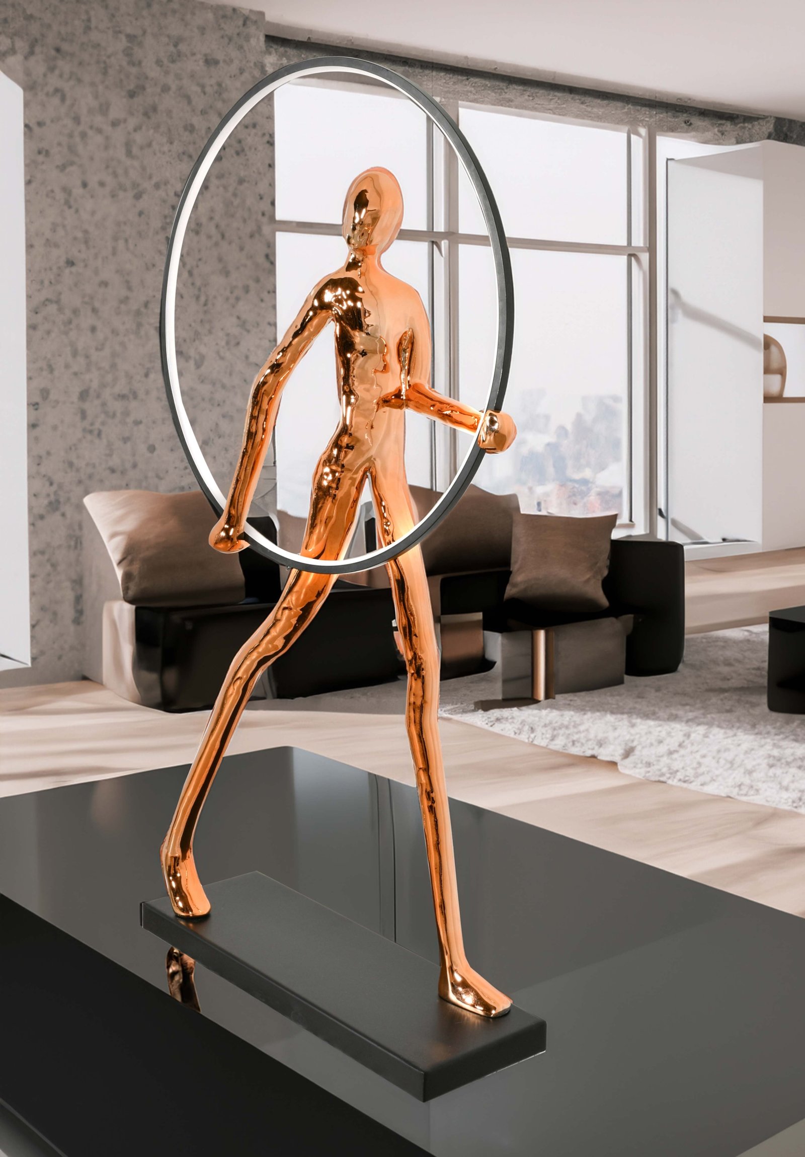 Abstract LED Sculpture Holding Ring of Light - Image 2