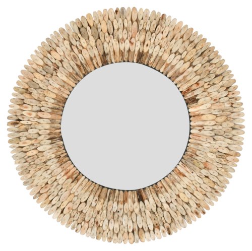 Authentic Natural Wood Round Mirror 47DIA x 2D