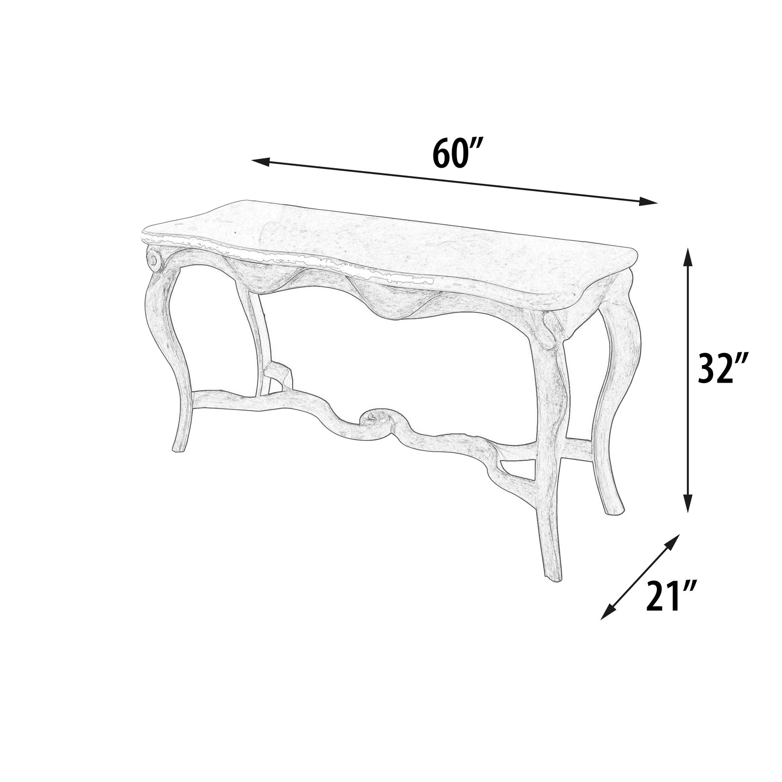 Ribbon Console with Marble Top 60"W - Image 5