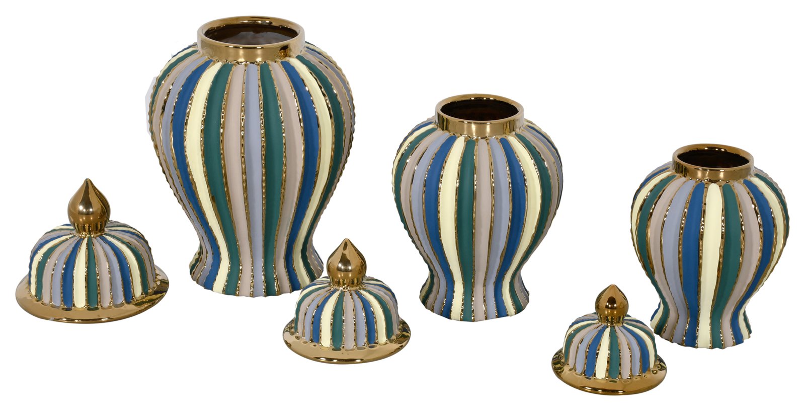 Purity Multi Colored Matte Striped Cannister Set of 3 - Image 4