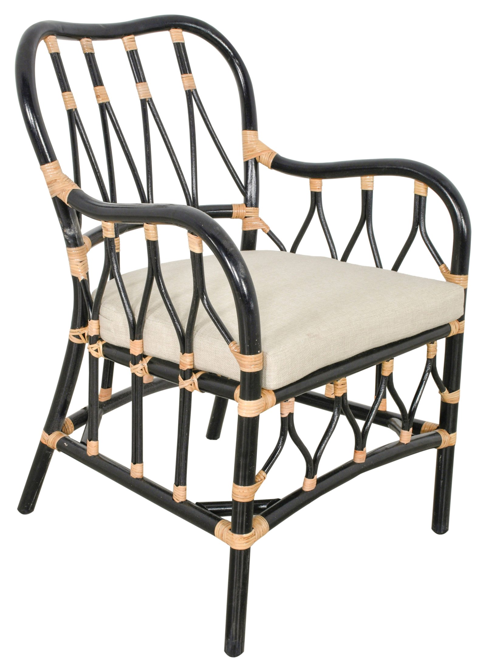 Balagi Wood Armchair with Rattan Binding