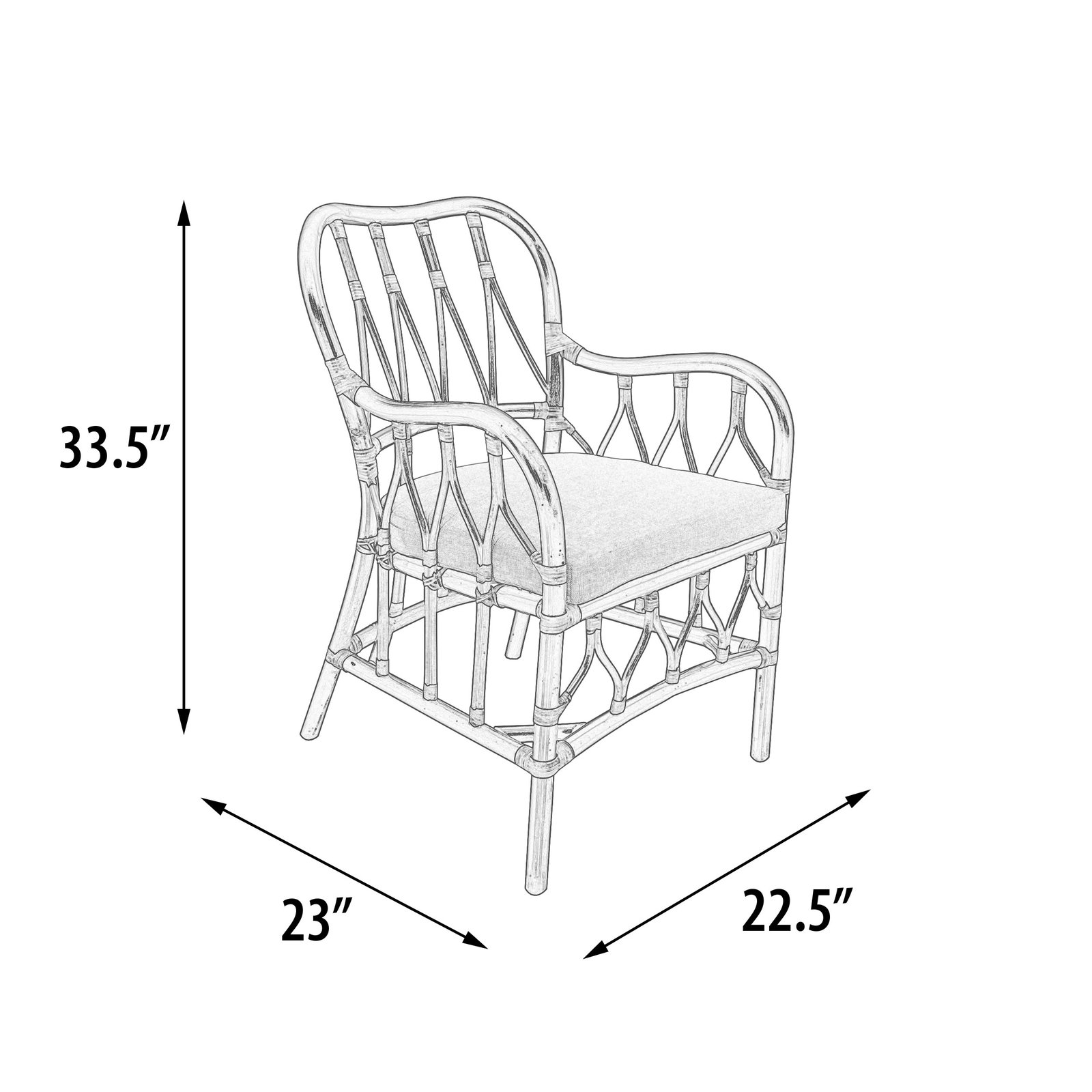 Balagi Wood Armchair with Rattan Binding - Image 5