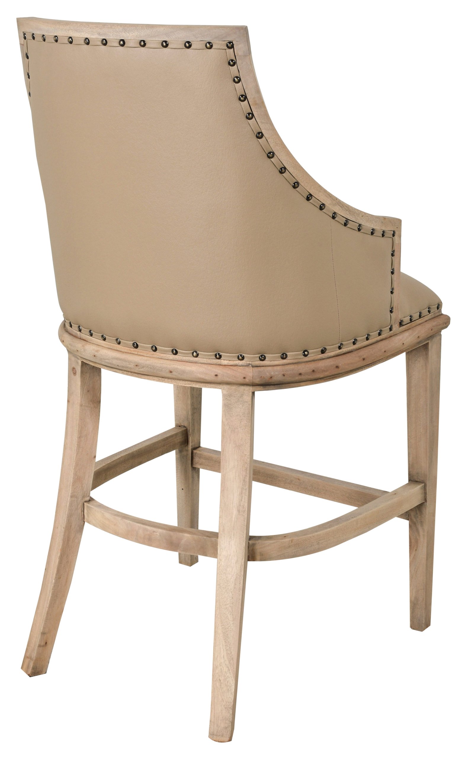 Farmhouse Curved Back Stool with Faux Leather - Image 3