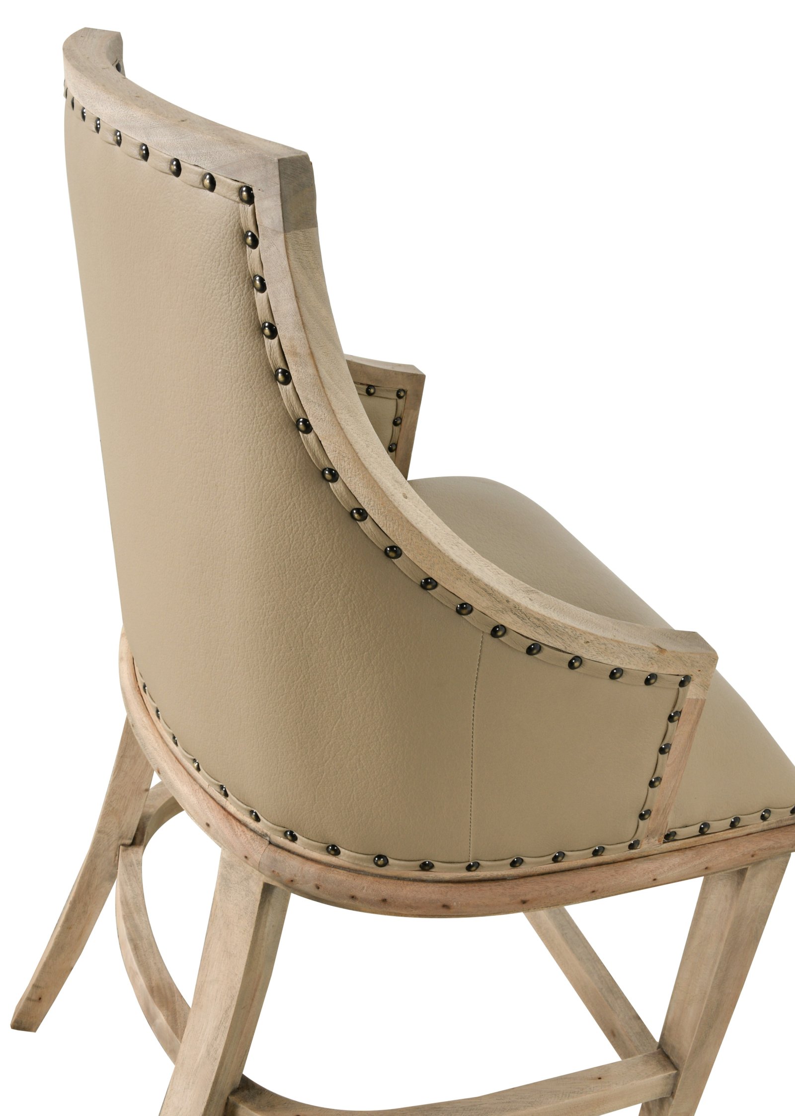 Farmhouse Curved Back Stool with Faux Leather - Image 4