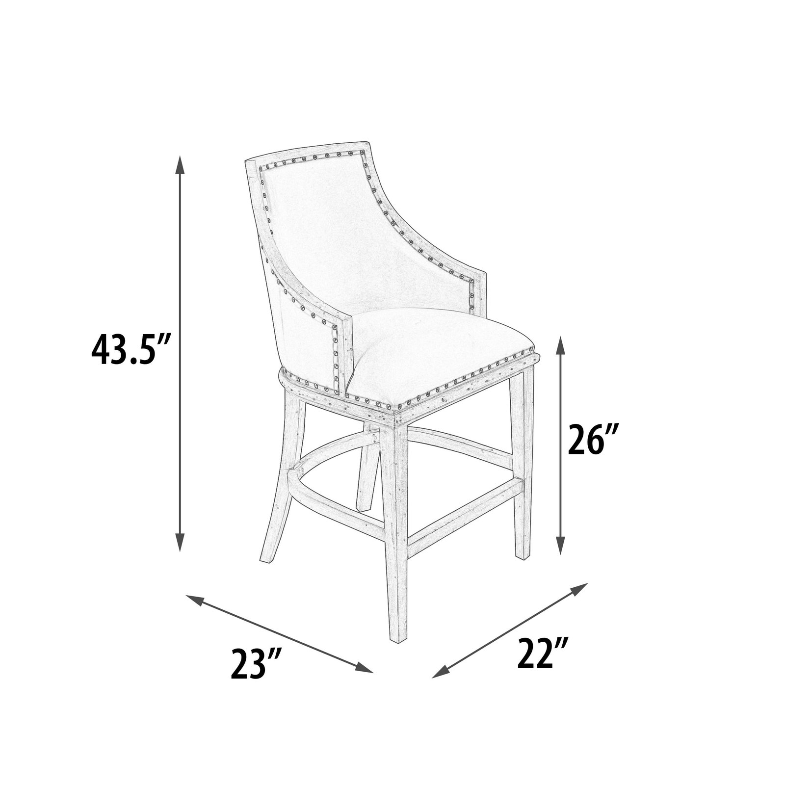 Farmhouse Curved Back Stool with Faux Leather - Image 5