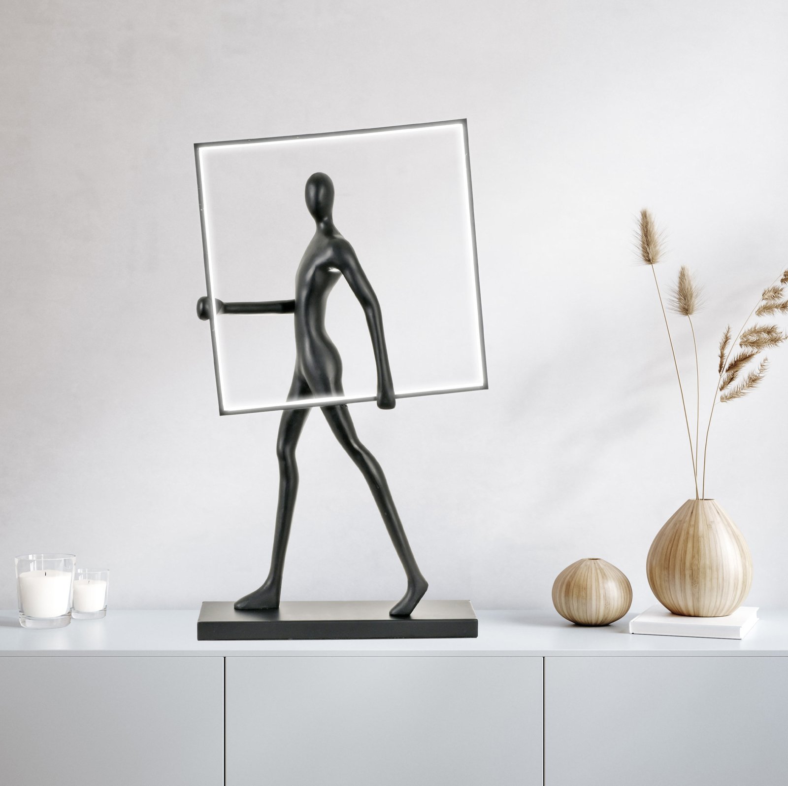 Small Black Sculpture holding Square Light - Image 2