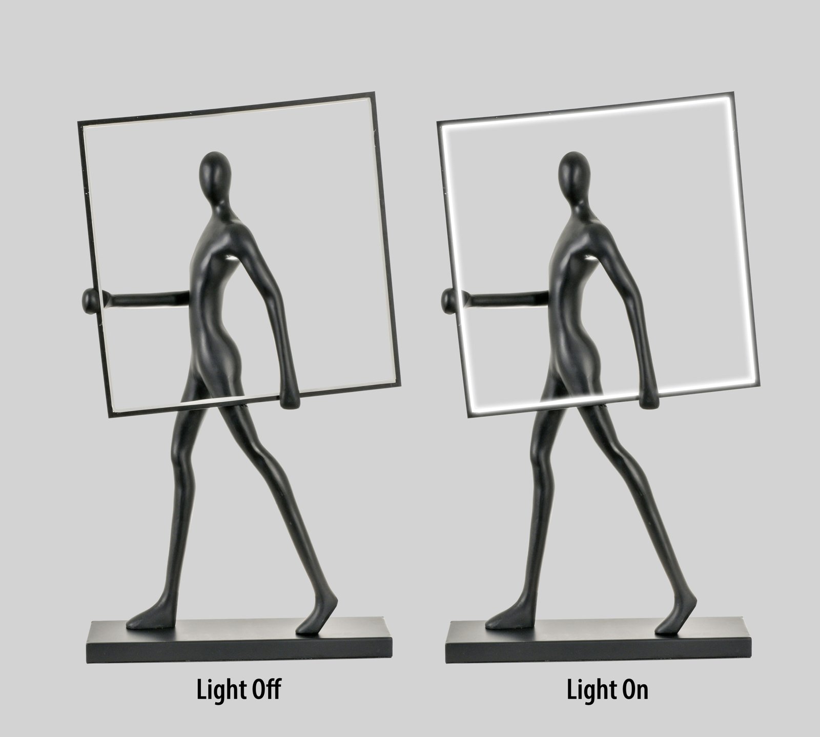 Small Black Sculpture holding Square Light - Image 3