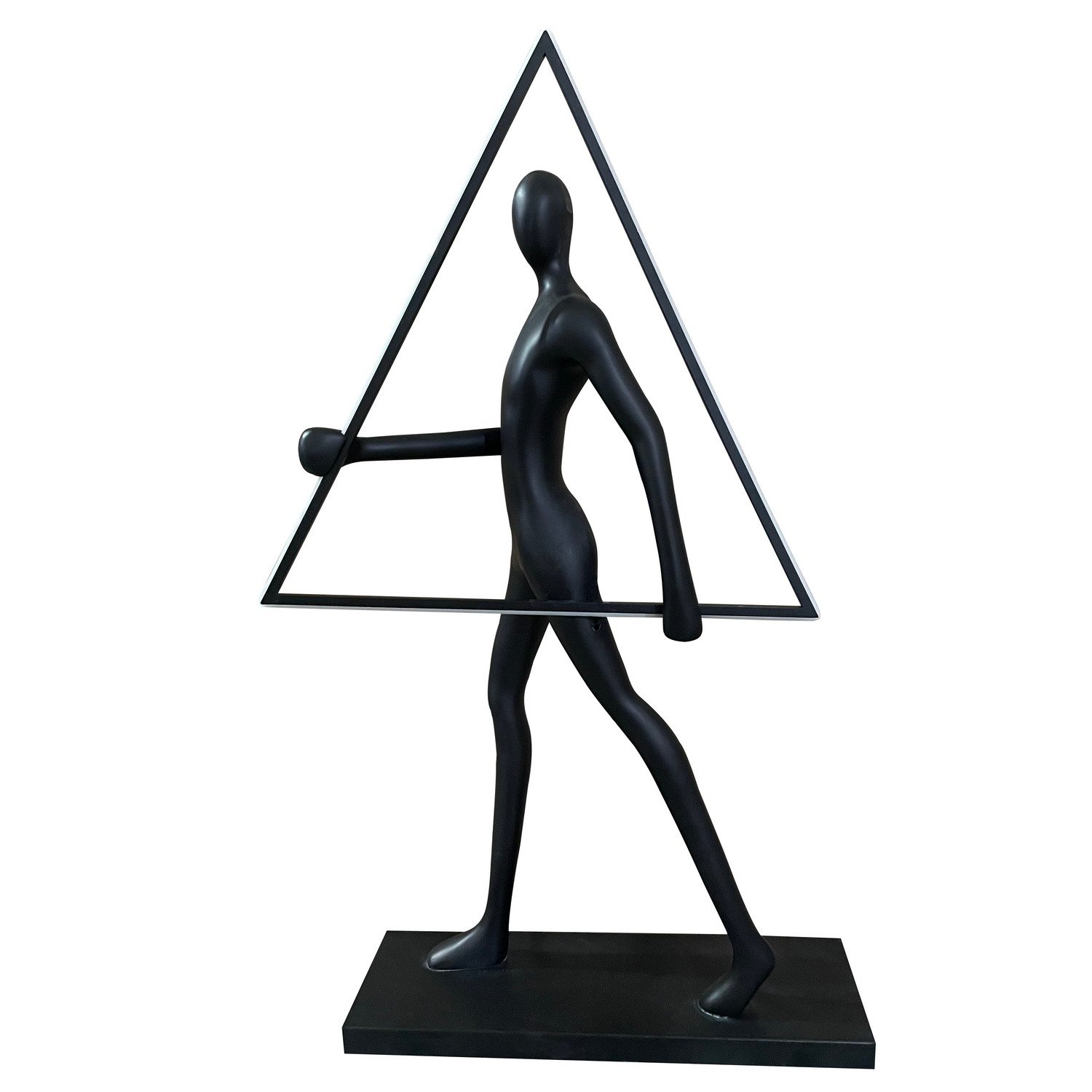 Small Black Sculpture holding Triangle Light - Image 2