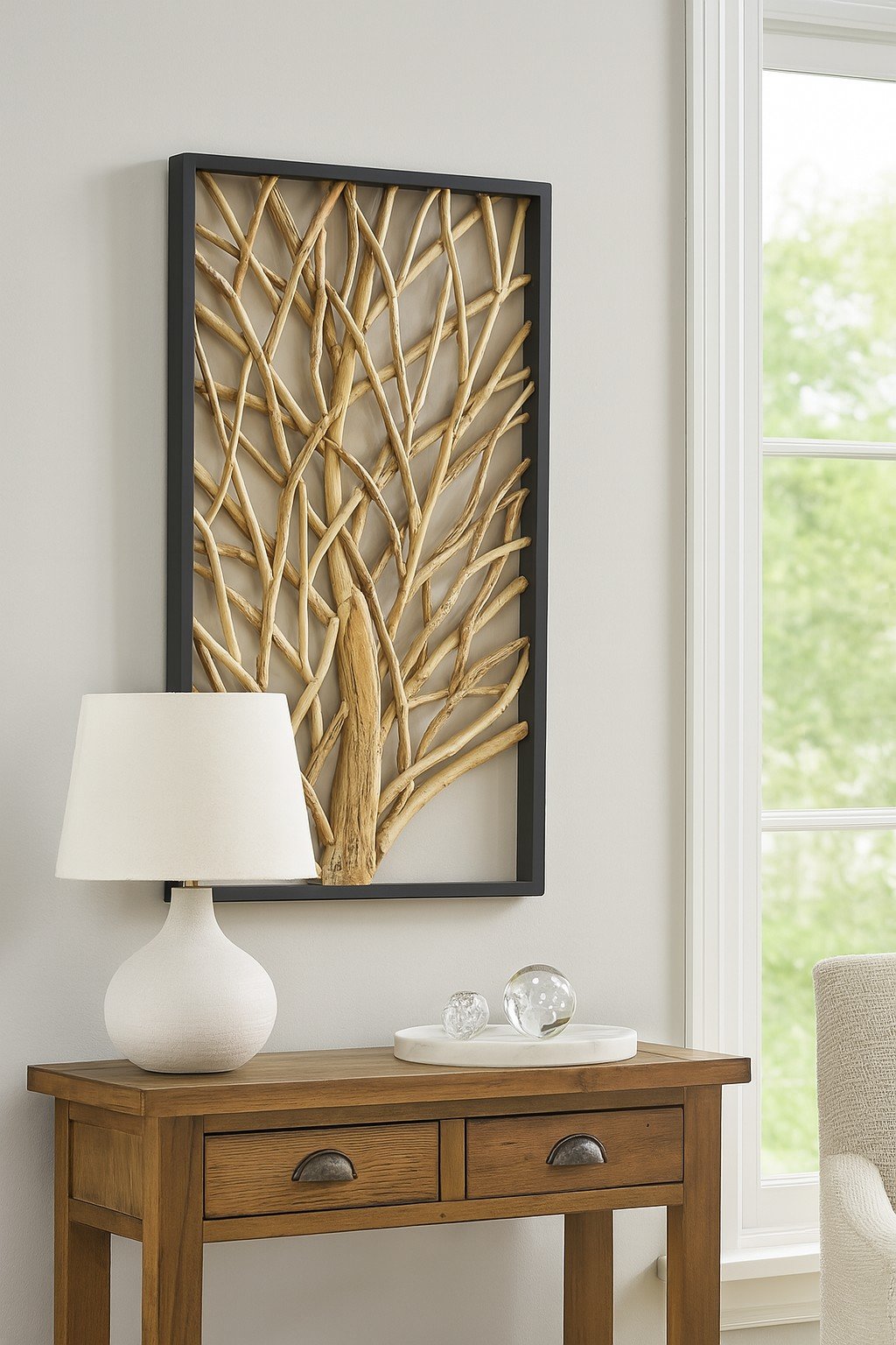 Teak Branch Wall Hanging Medium Singe Branch 31.5"W x 2.5"D x 55"H - Image 2