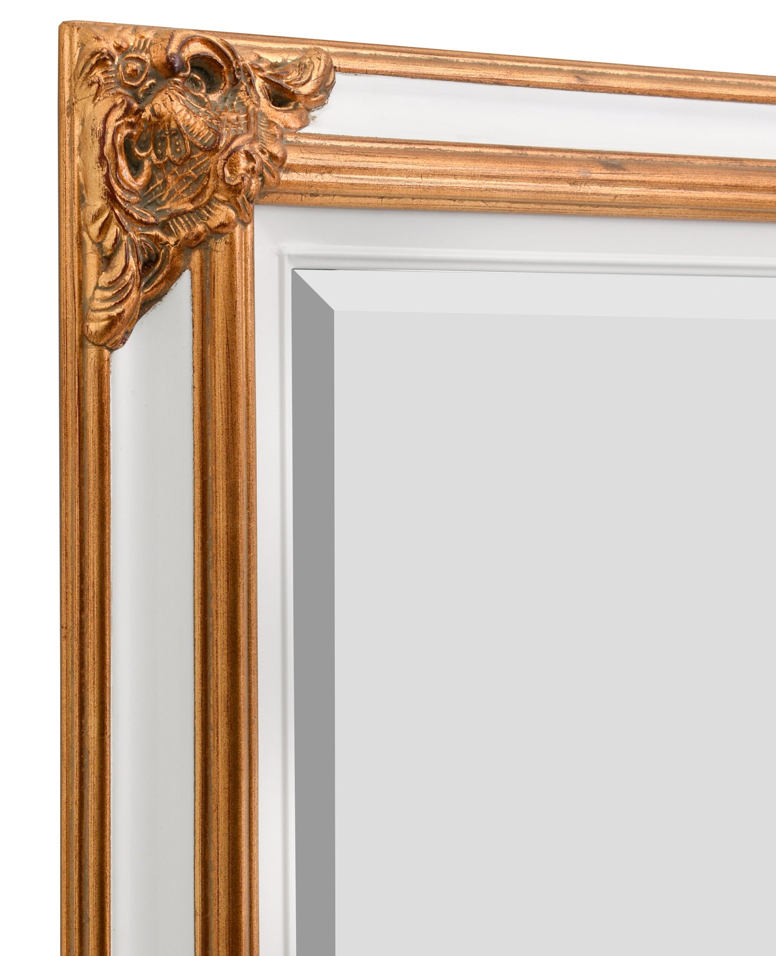 Mini Grand Victorian Mirror 24x36 White and Gold Finish - Image 4
