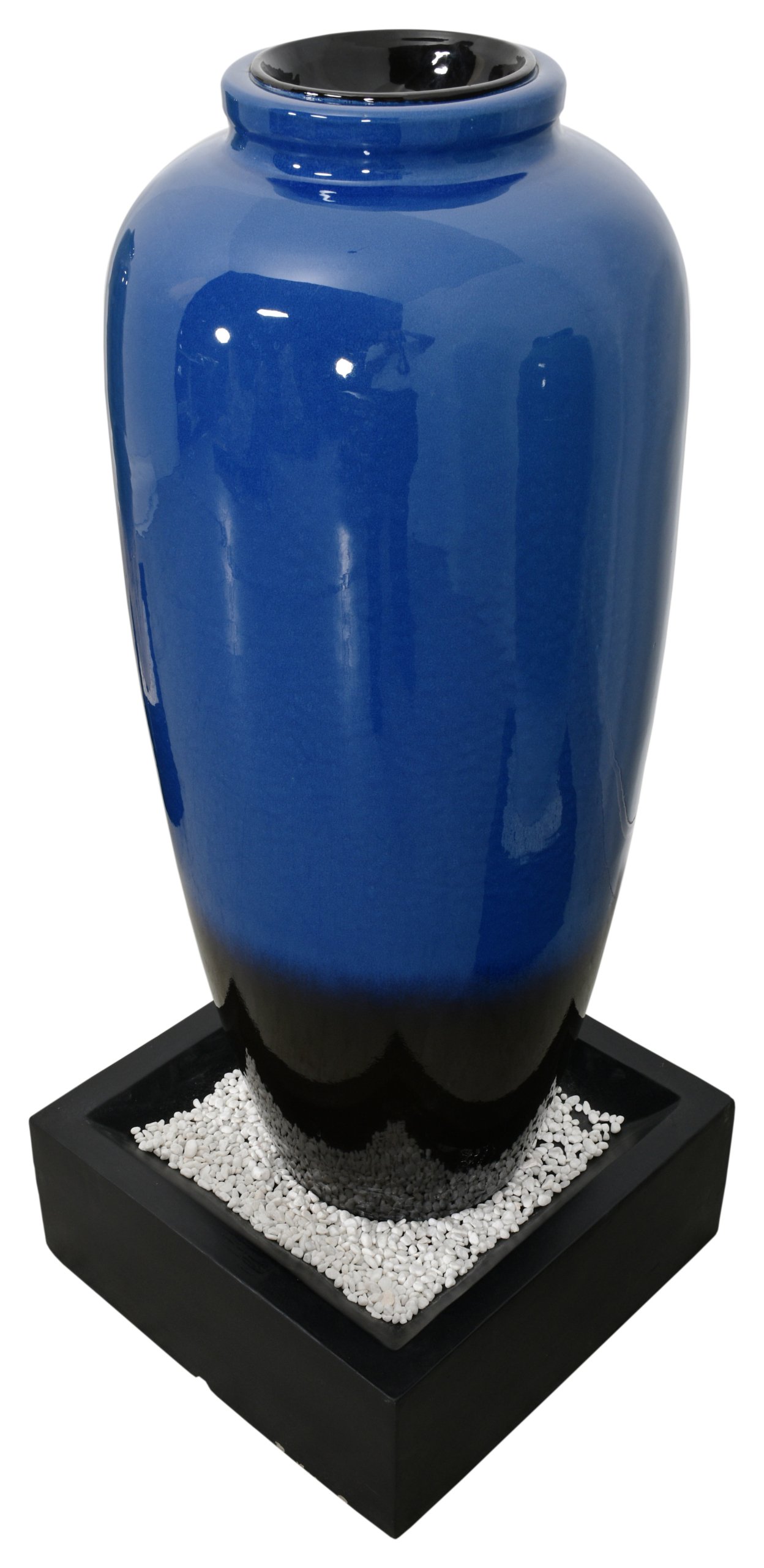Royal BLue Bubbling Outdoor Garden Vase Fountain 45 inches