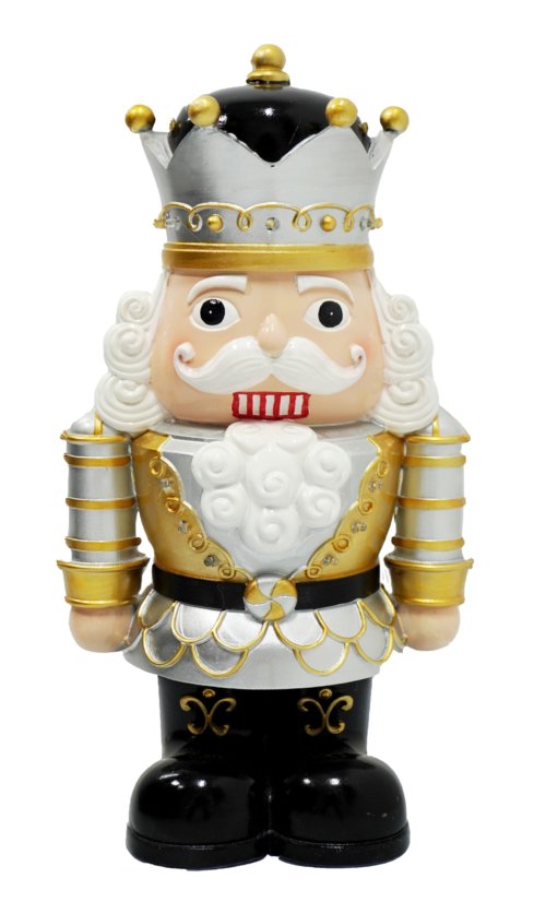 Festive Royal Silver Gold and White Nutcracker with LED Lights