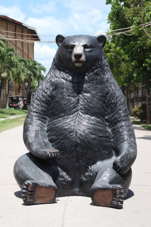 Jumbo Sitting Black Bear with Gelcoat