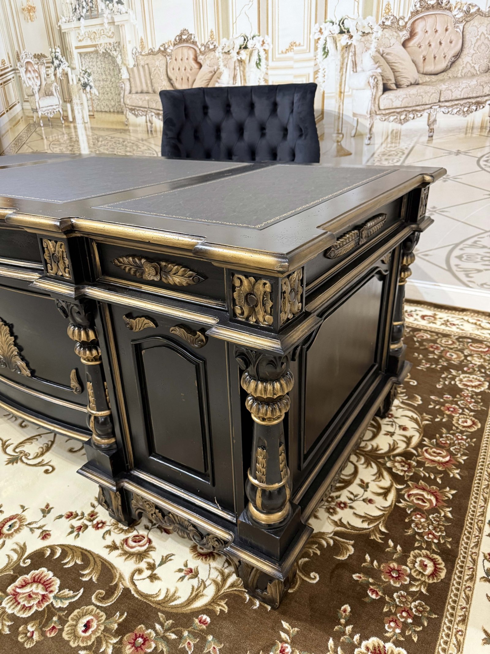 Black Mahogany Monarch Executive Desk - Image 4