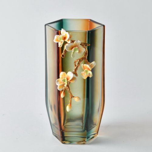 Amber Bloom Hexagonal Vase