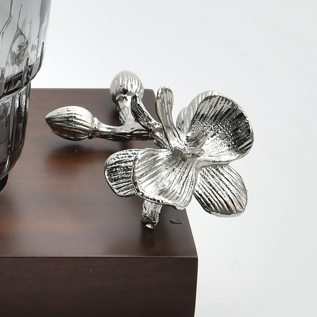 Silver Monarch Butterfly Jar Set on Wood Tray - Image 4