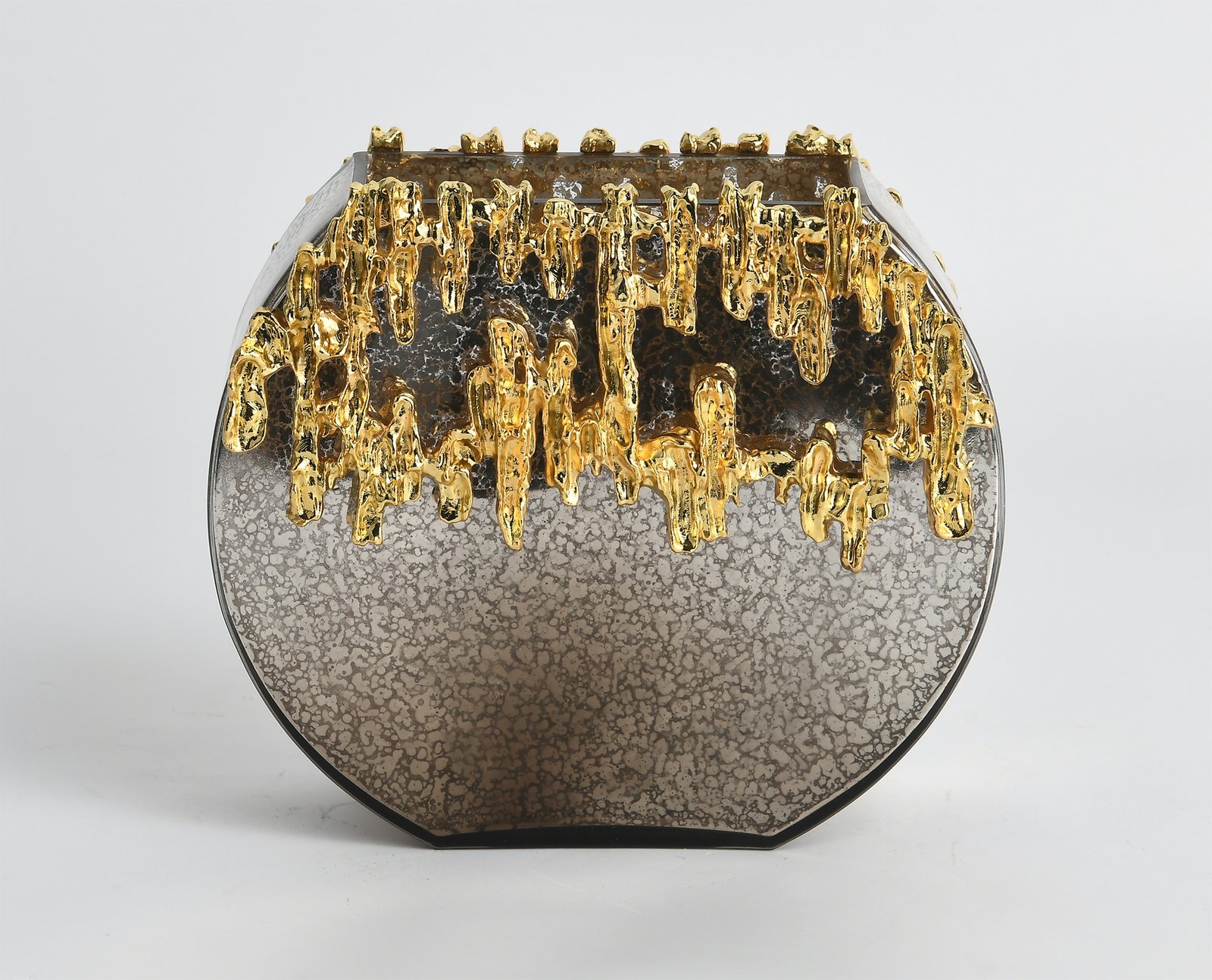 Small Gold Drip Ombre Glass Vase